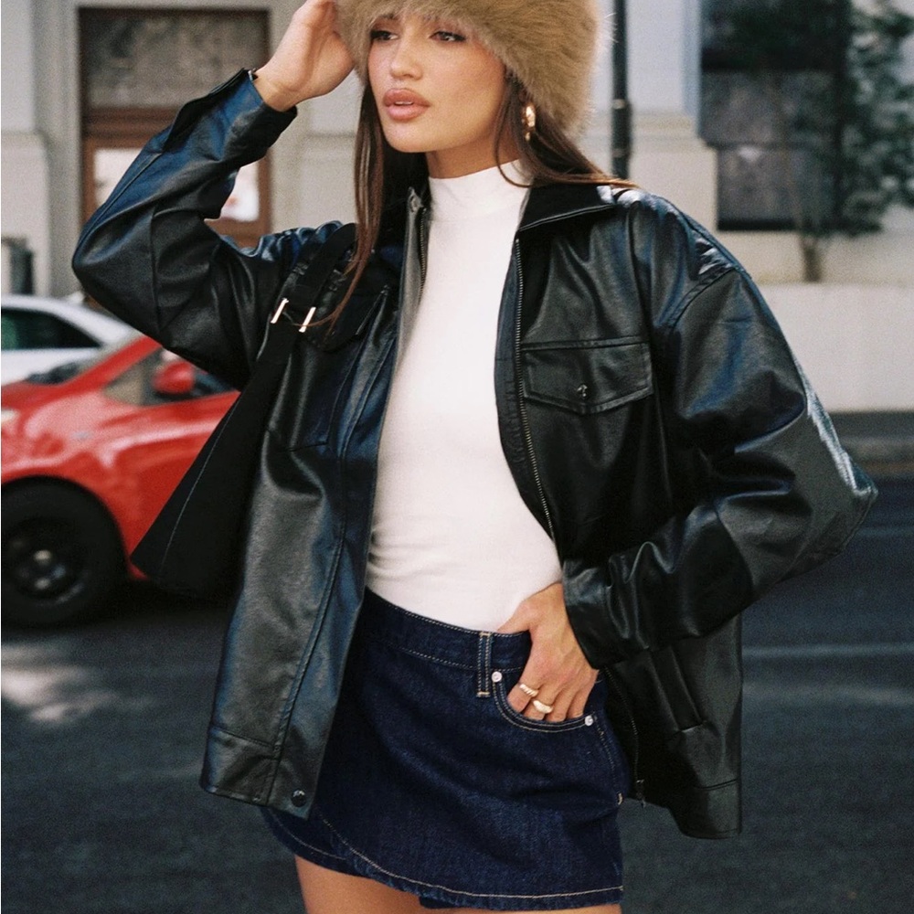 NWT Princess Polly Callie Faux Leather Jacket